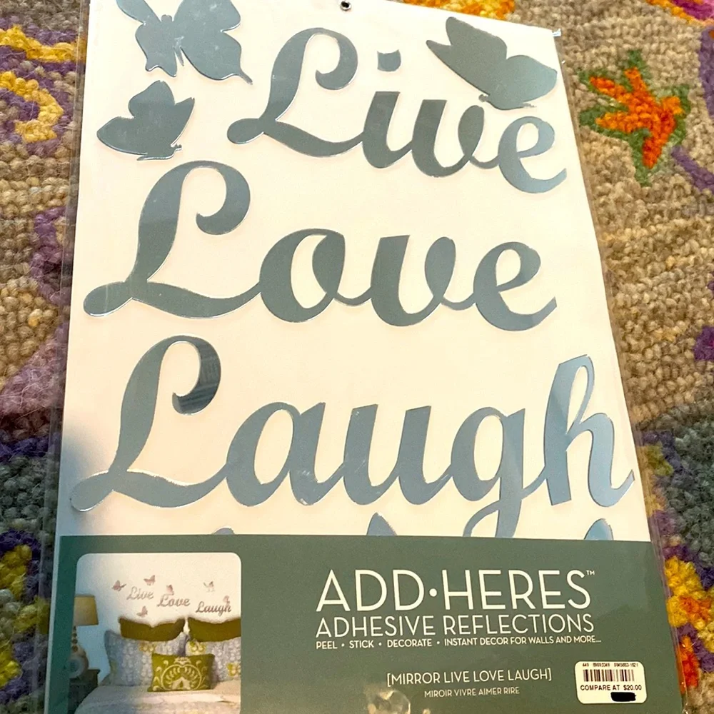 NWT Mirrored “Live Love Laugh” & Butterflies Wall Decor